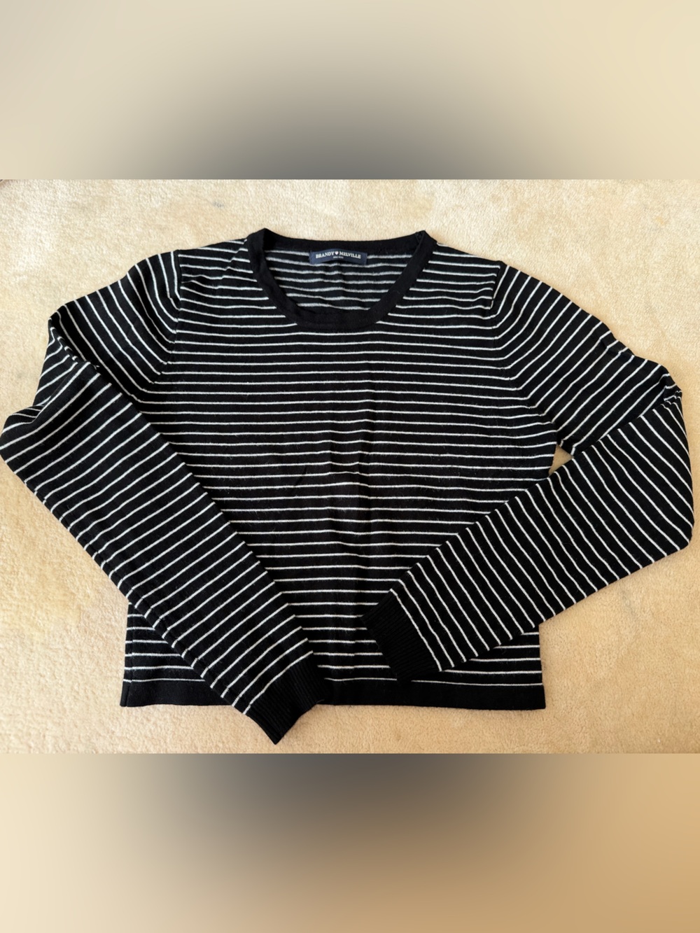 Brandy Melville Black & White Striped Long-Sleeve Top